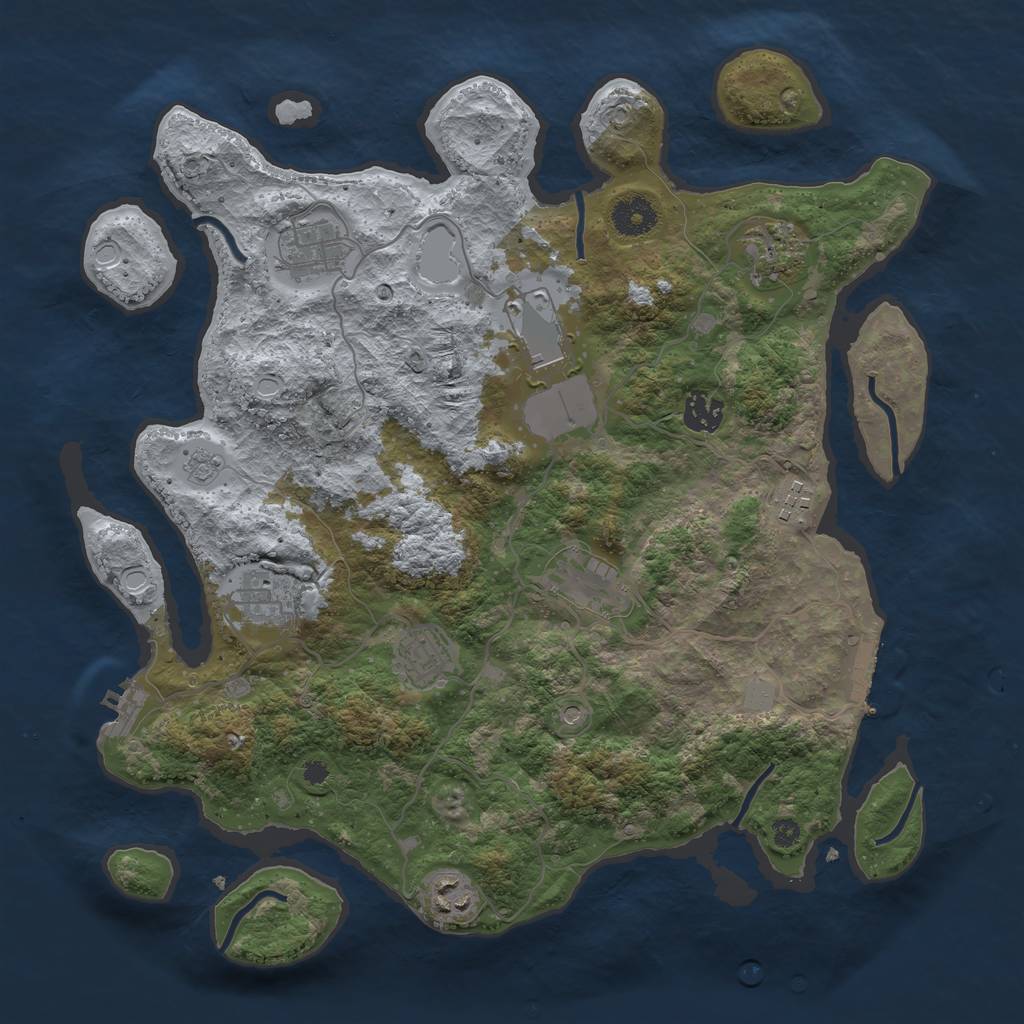 Rust Map: Procedural Map, Size: 3700, Seed: 1091911929, 18 Monuments