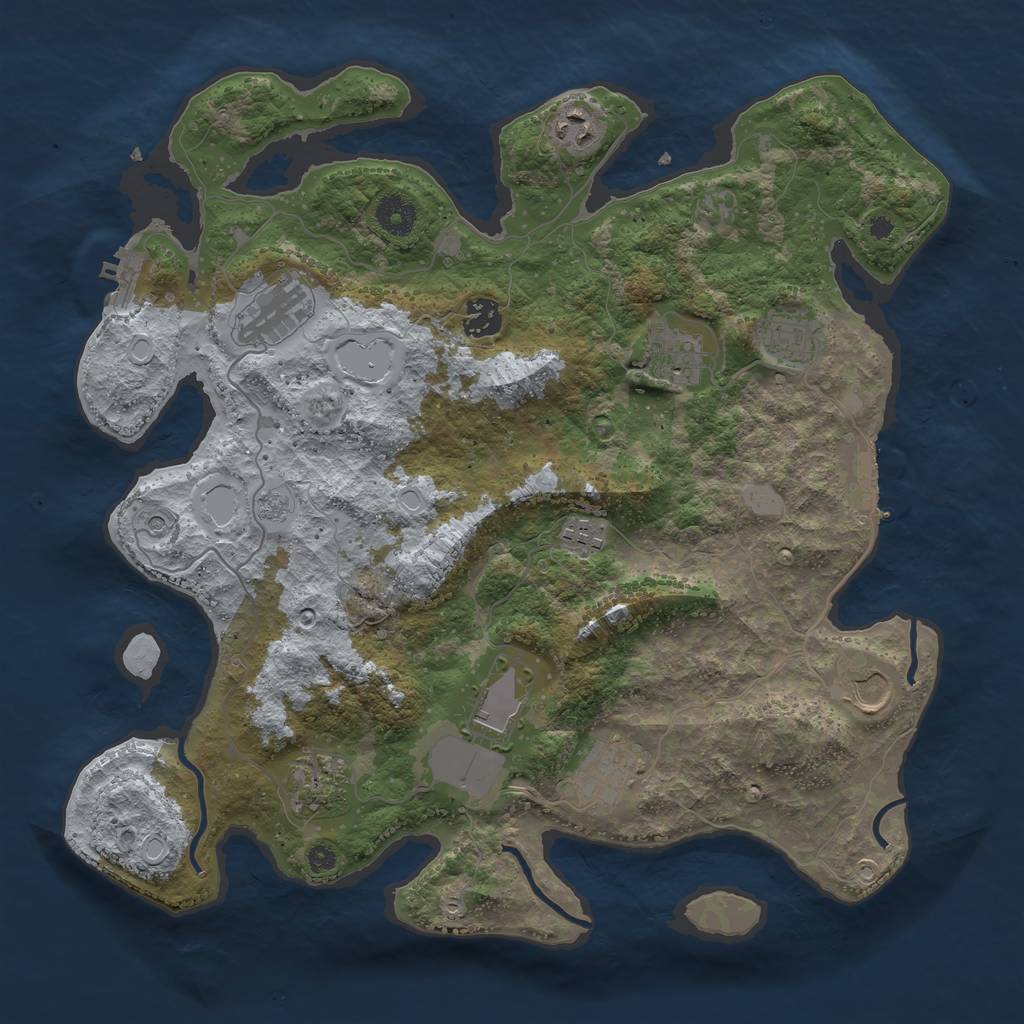 Rust Map: Procedural Map, Size: 3800, Seed: 448500321, 19 Monuments