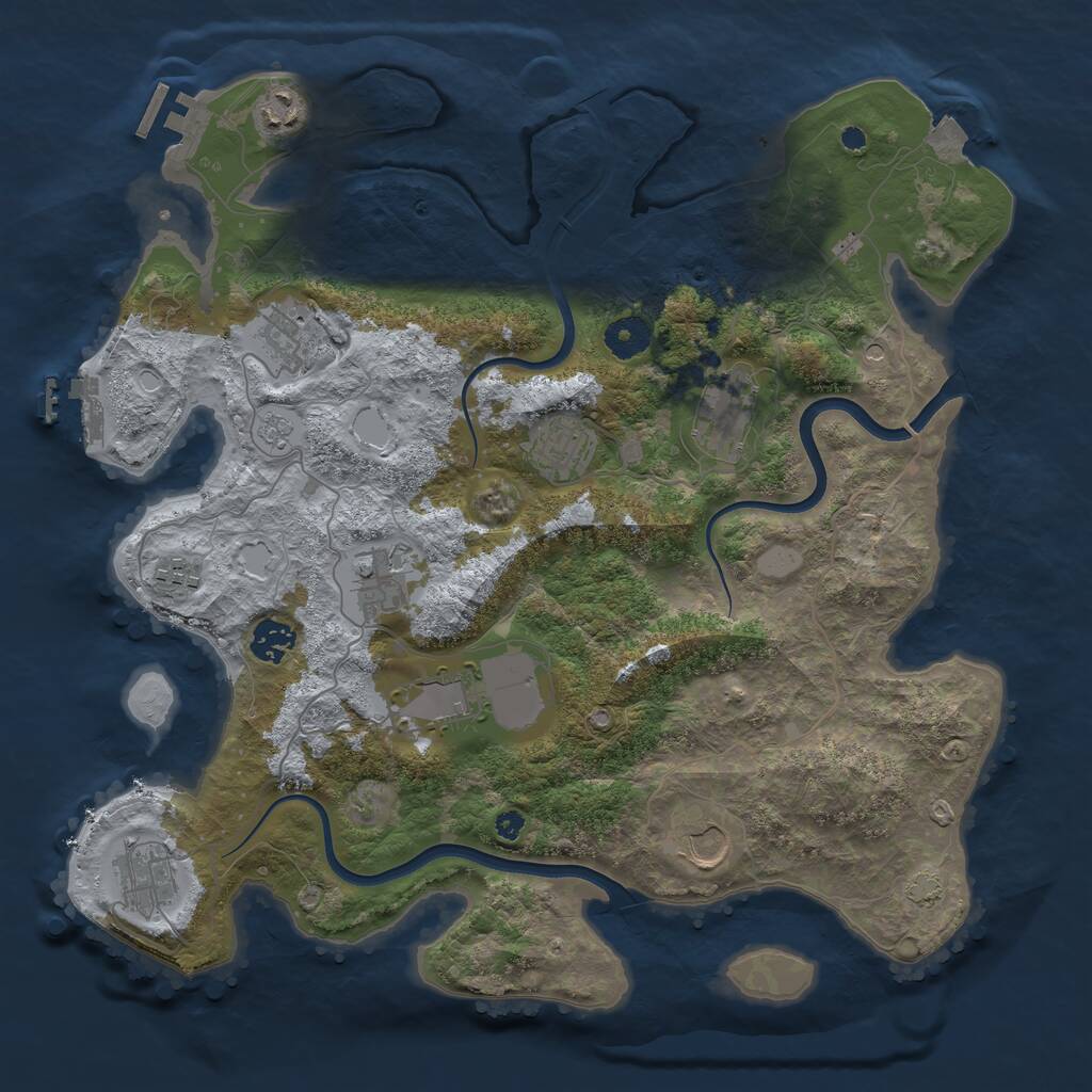 Rust Map: Procedural Map, Size: 3800, Seed: 448500321, 16 Monuments