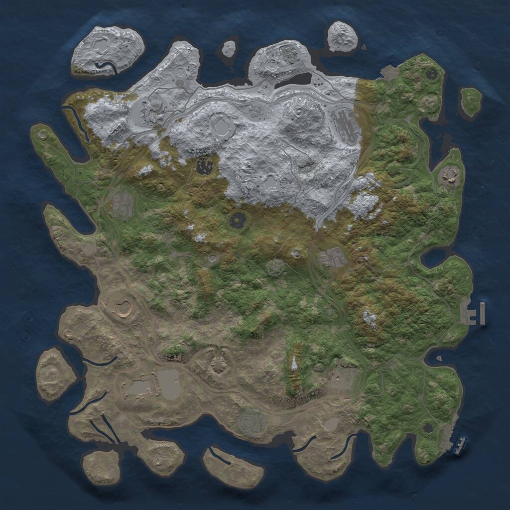 Rust Map: Procedural Map, Size: 4500, Seed: 1838789300, 17 Monuments