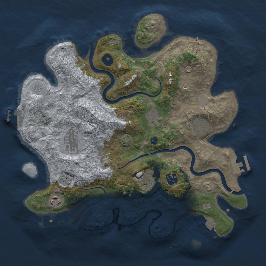 Rust Map: Procedural Map, Size: 3500, Seed: 380427684, 13 Monuments