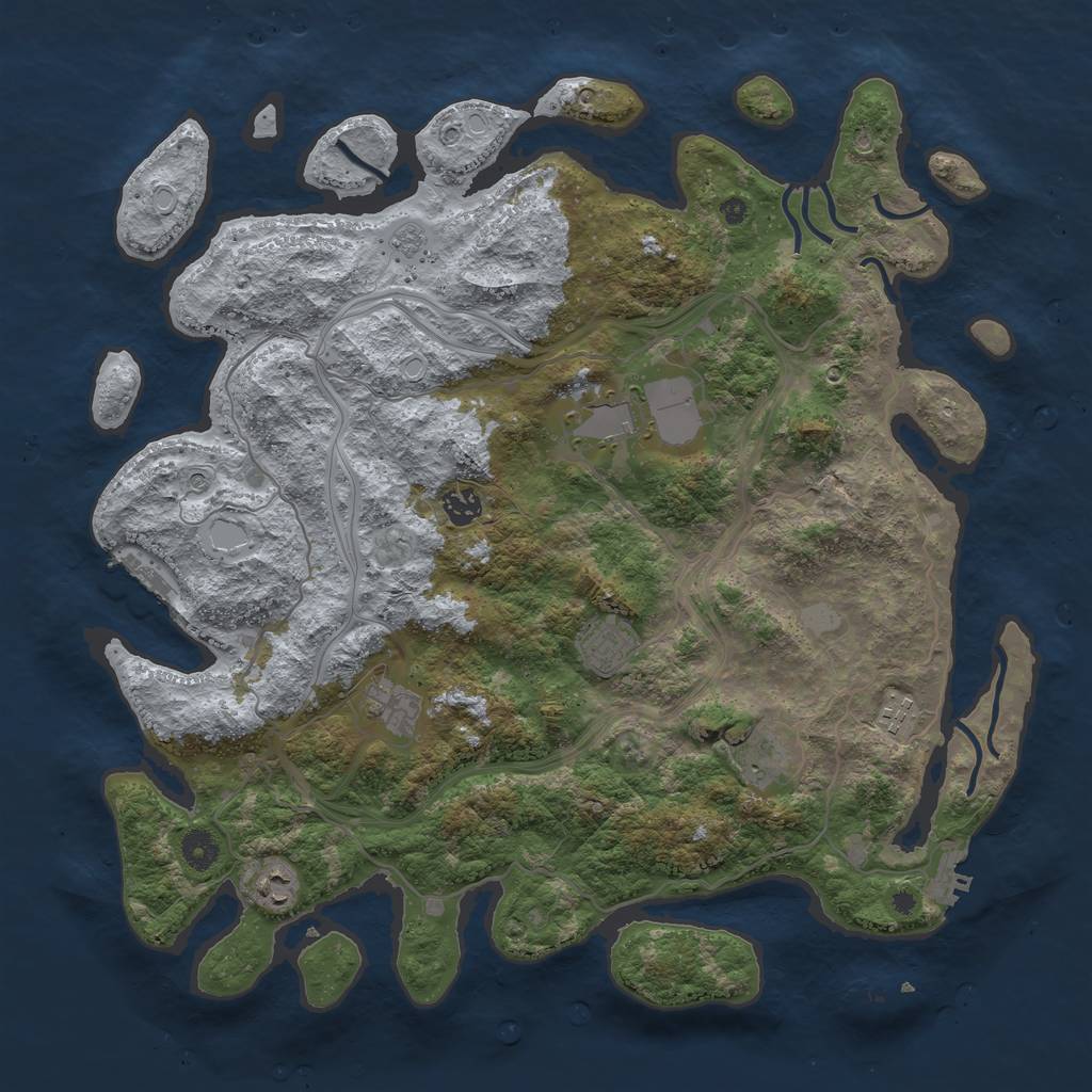 Rust Map: Procedural Map, Size: 4250, Seed: 2077, 16 Monuments