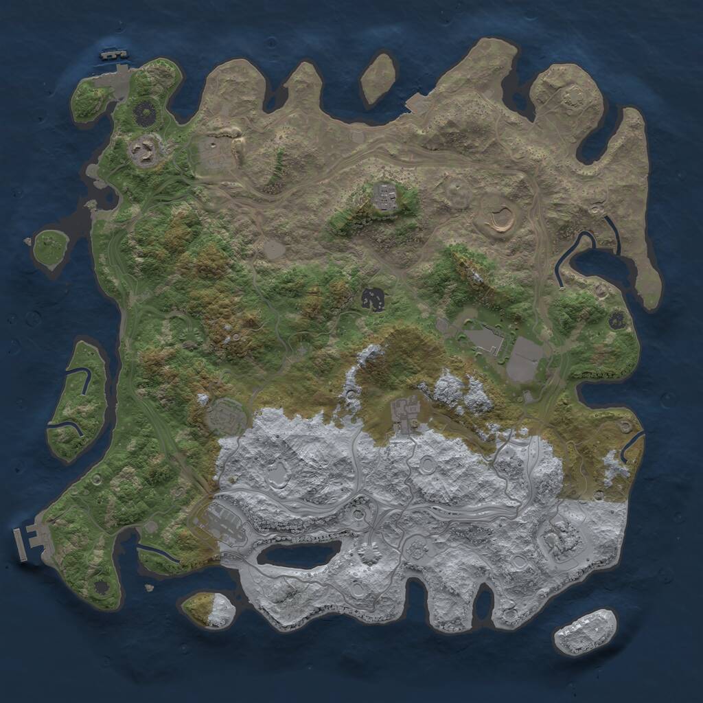 Rust Map: Procedural Map, Size: 4250, Seed: 7338242, 16 Monuments