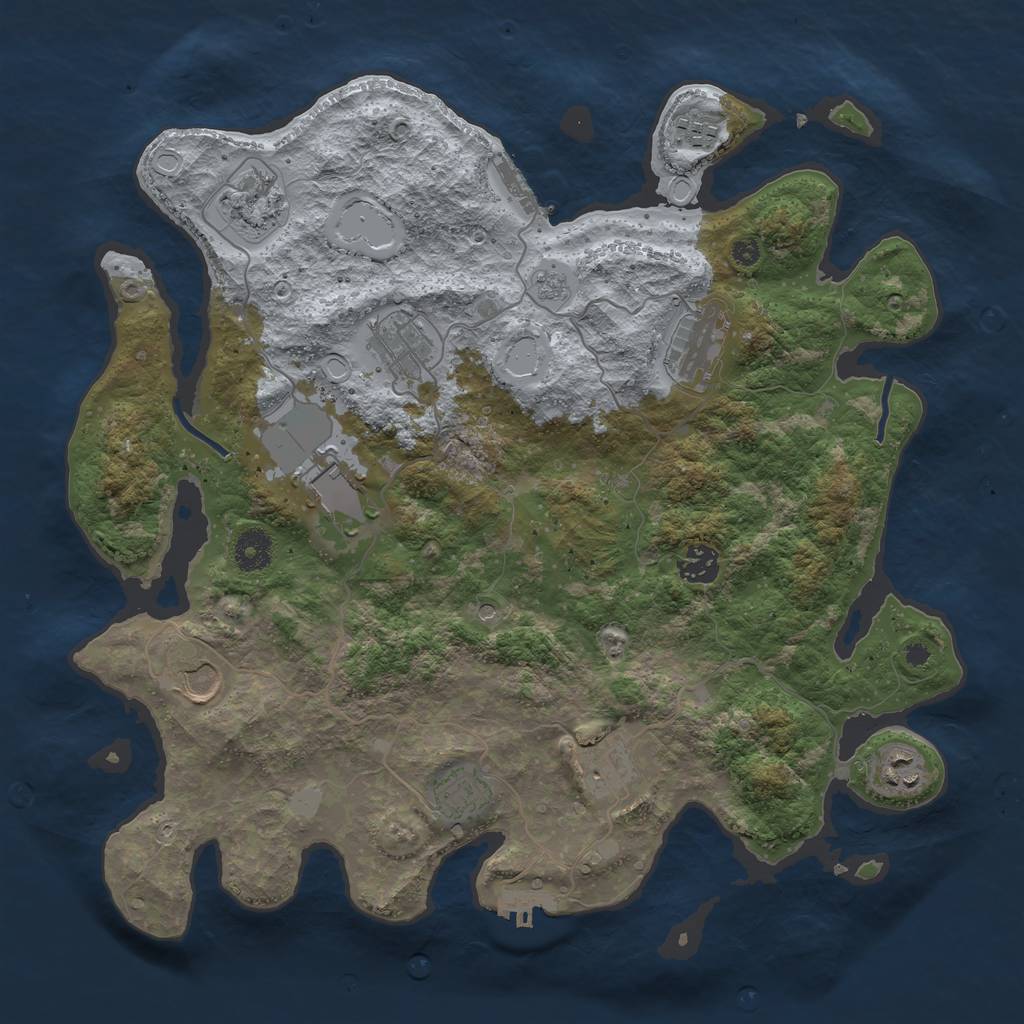 Rust Map: Procedural Map, Size: 3800, Seed: 1777367, 19 Monuments