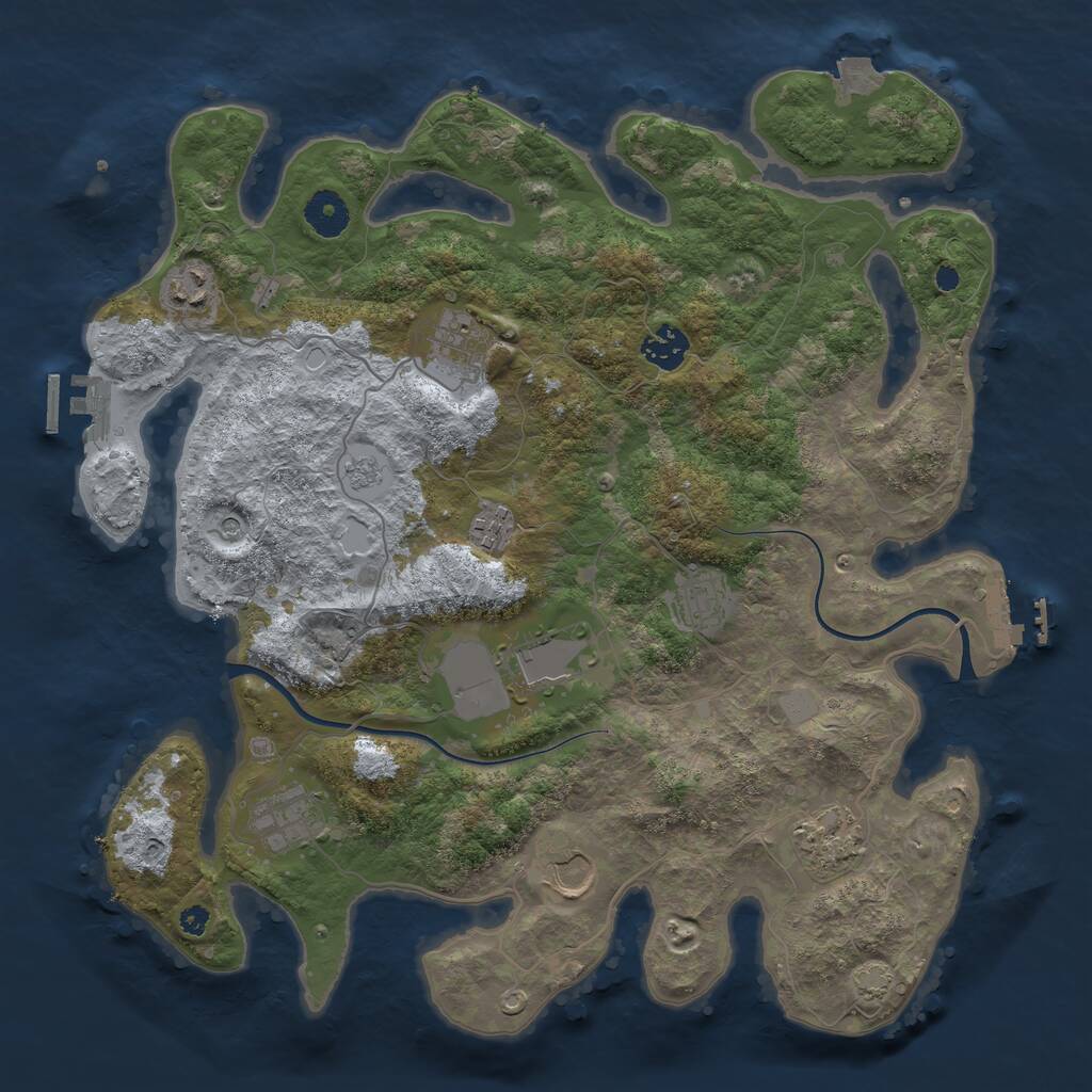 Rust Map: Procedural Map, Size: 3700, Seed: 616982977, 15 Monuments