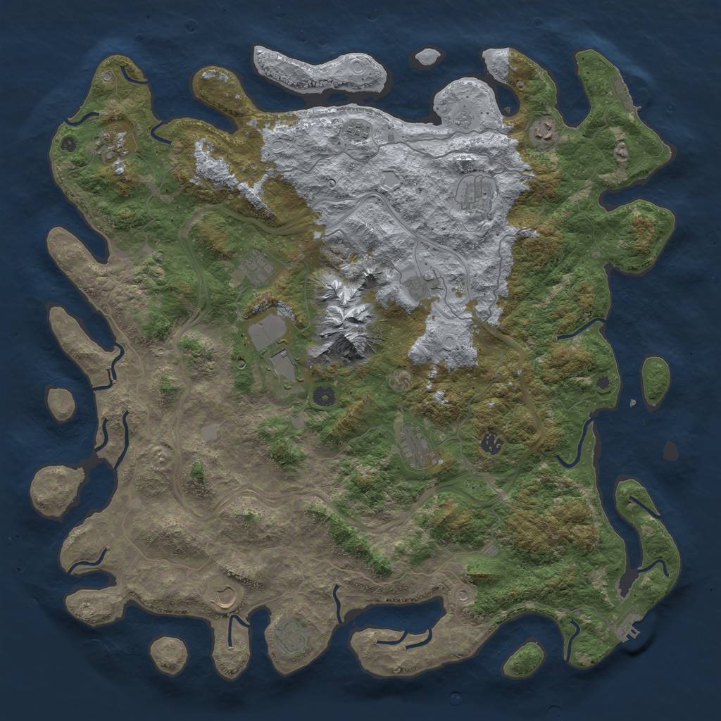 Rust Map: Procedural Map, Size: 5000, Seed: 545463810, 18 Monuments