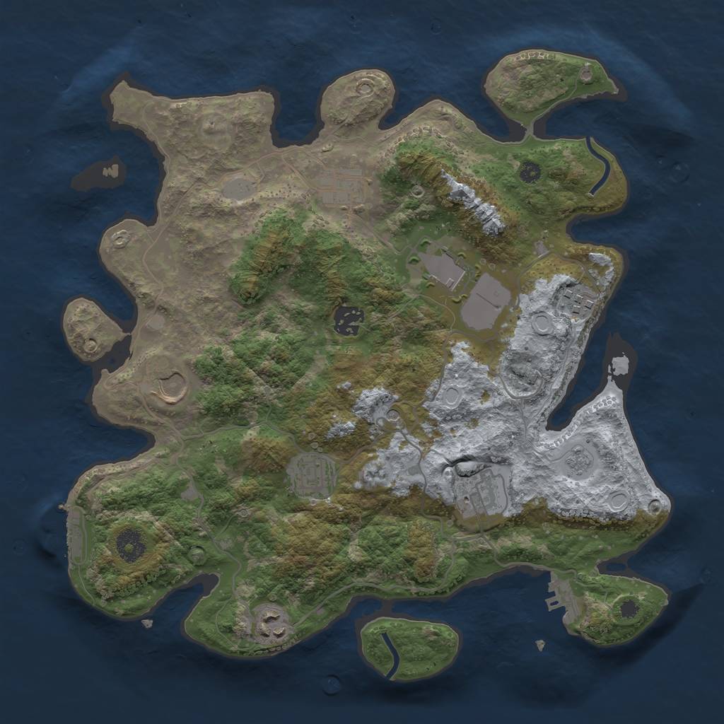 Rust Map: Procedural Map, Size: 3500, Seed: 1428696563, 17 Monuments