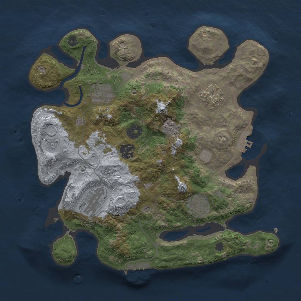 Rust Map: Procedural Map, Size: 3000, Seed: 1342427819, 15 Monuments