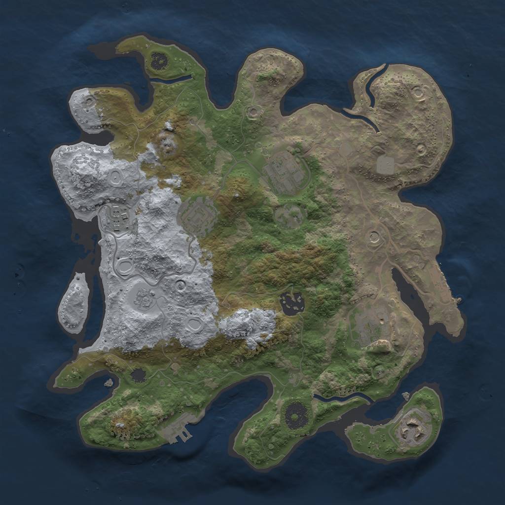 Rust Map: Procedural Map, Size: 3000, Seed: 1695223320, 15 Monuments