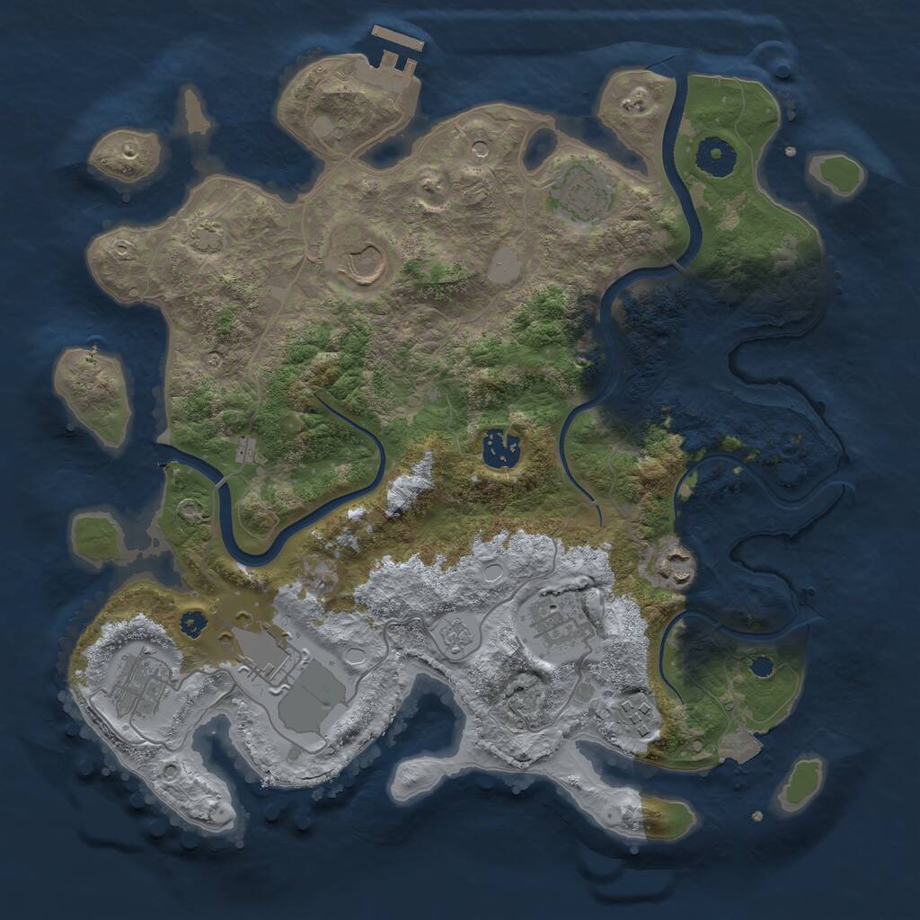 Rust Map: Procedural Map, Size: 3500, Seed: 691534109, 13 Monuments