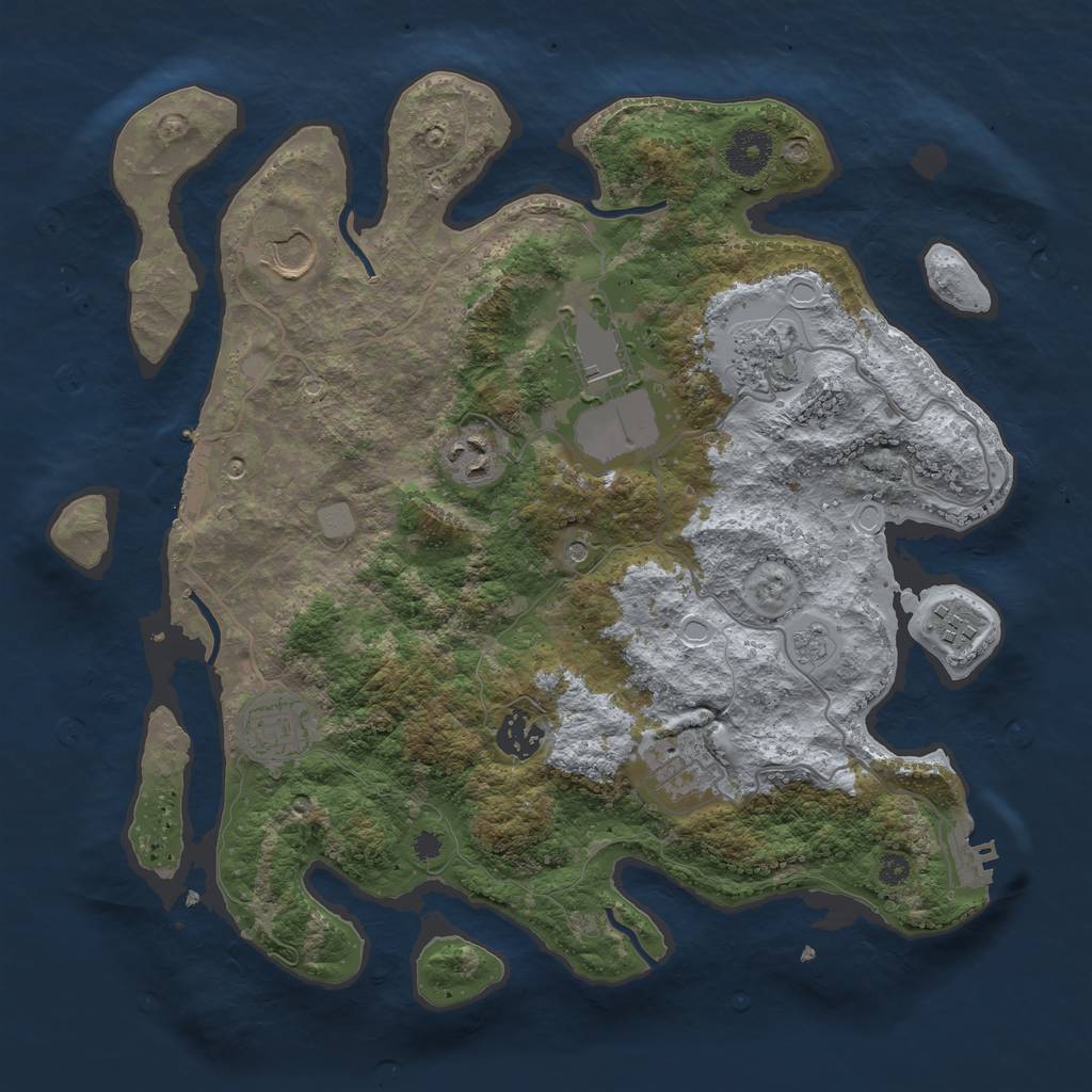 Rust Map: Procedural Map, Size: 3500, Seed: 388412137, 17 Monuments