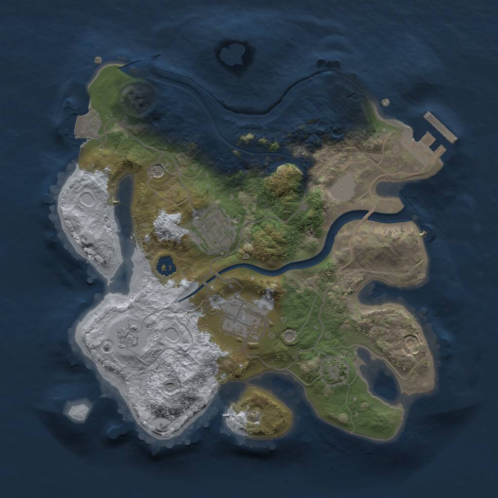 Rust Map: Procedural Map, Size: 2500, Seed: 63238, 7 Monuments