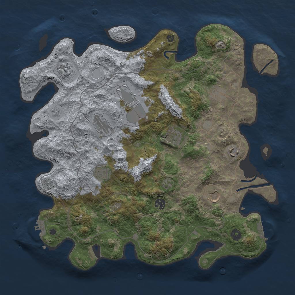 Rust Map: Procedural Map, Size: 4000, Seed: 28886609, 19 Monuments