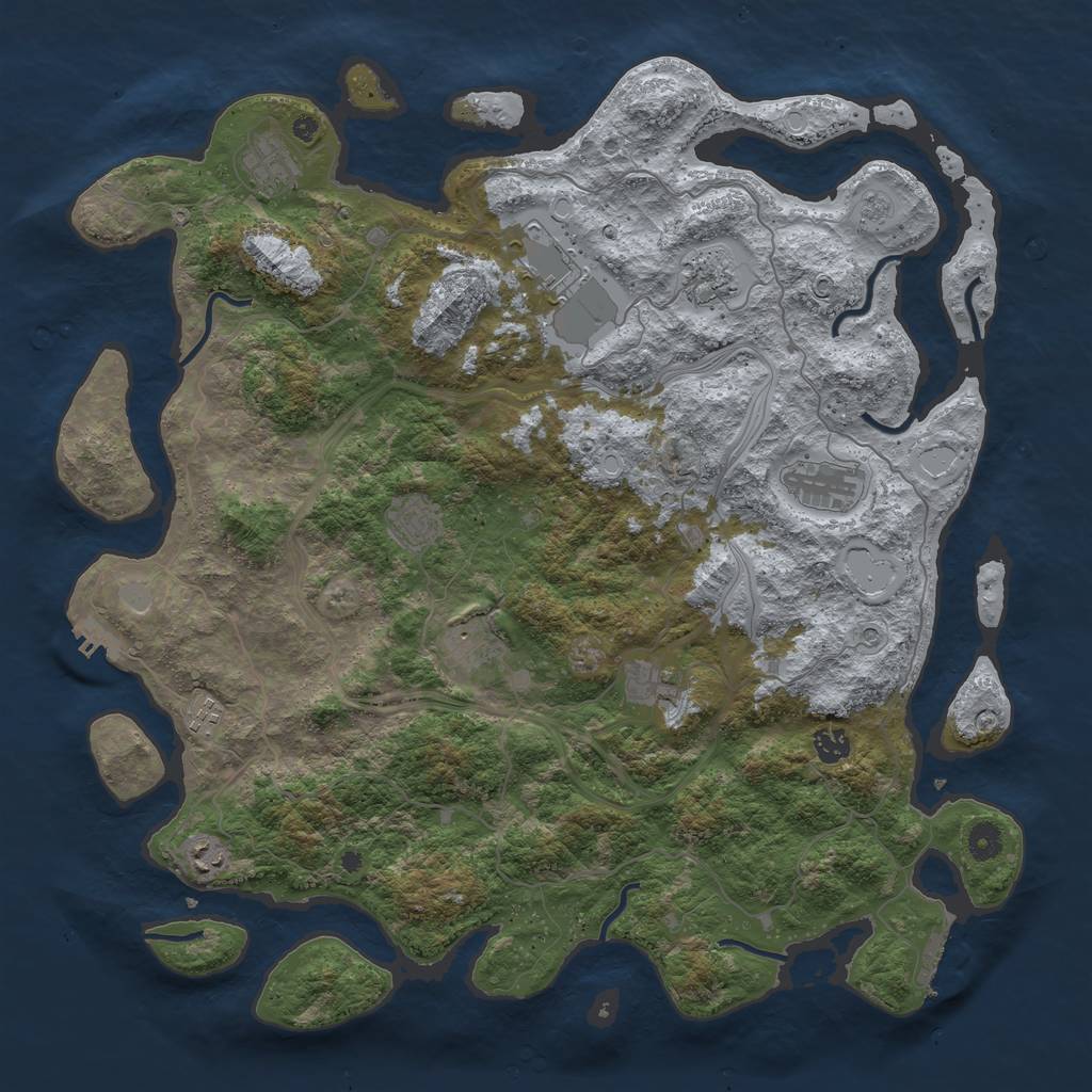 Rust Map: Procedural Map, Size: 4500, Seed: 248448794, 17 Monuments