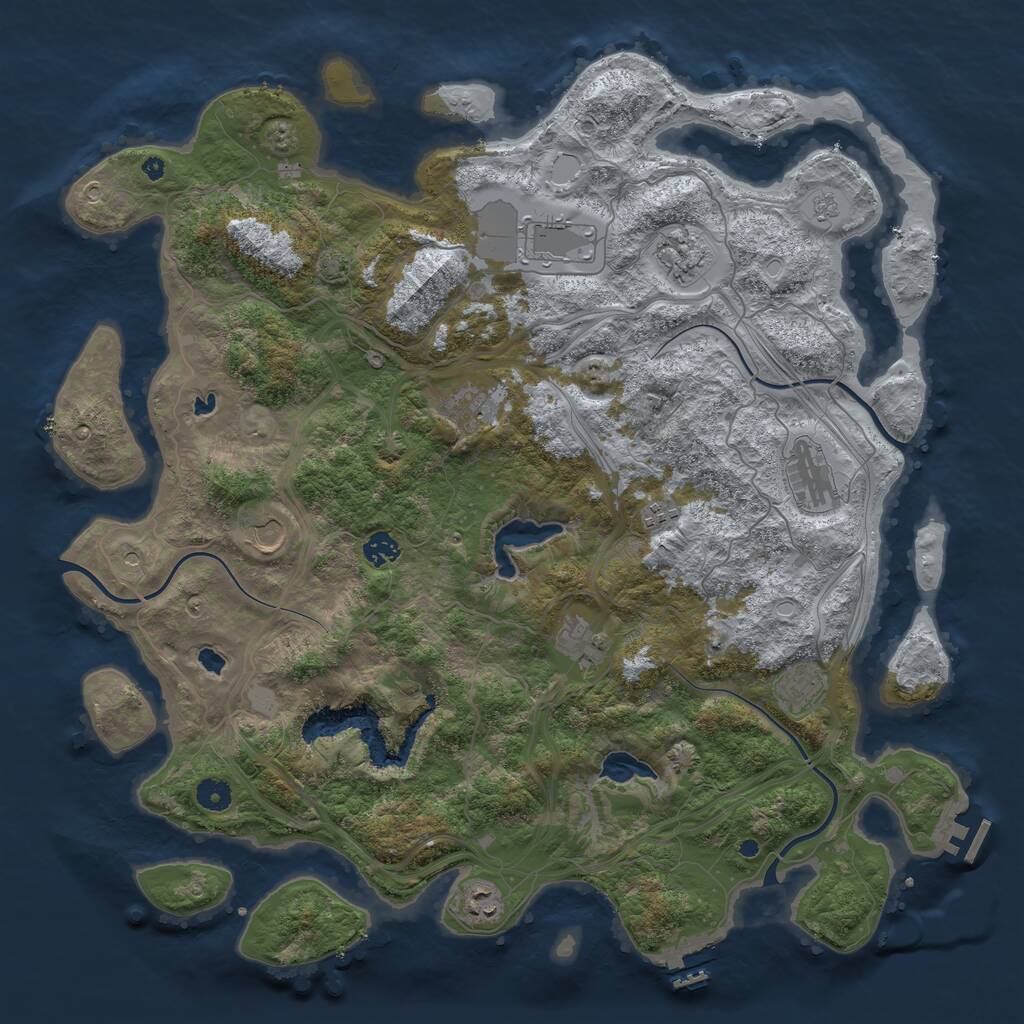 Rust Map: Procedural Map, Size: 4500, Seed: 248448794, 16 Monuments