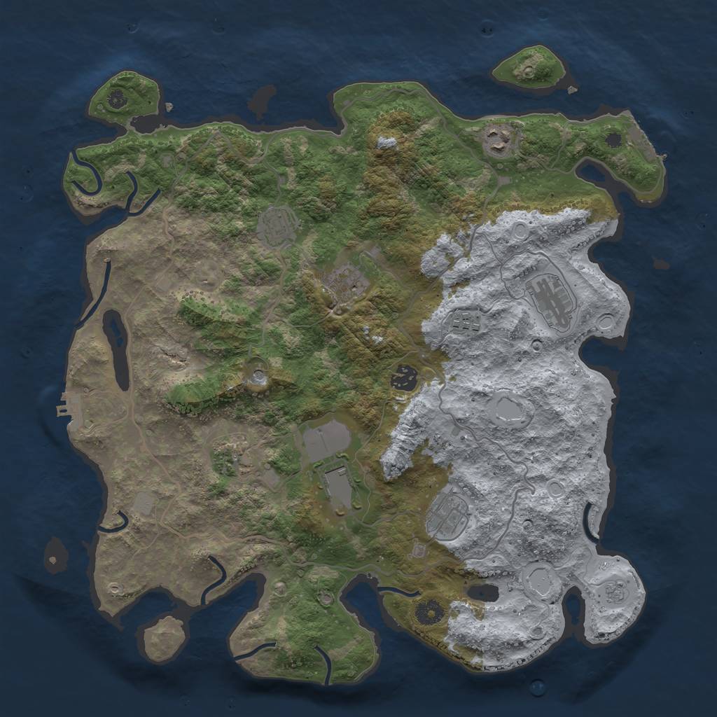 Rust Map: Procedural Map, Size: 4000, Seed: 595510435, 18 Monuments