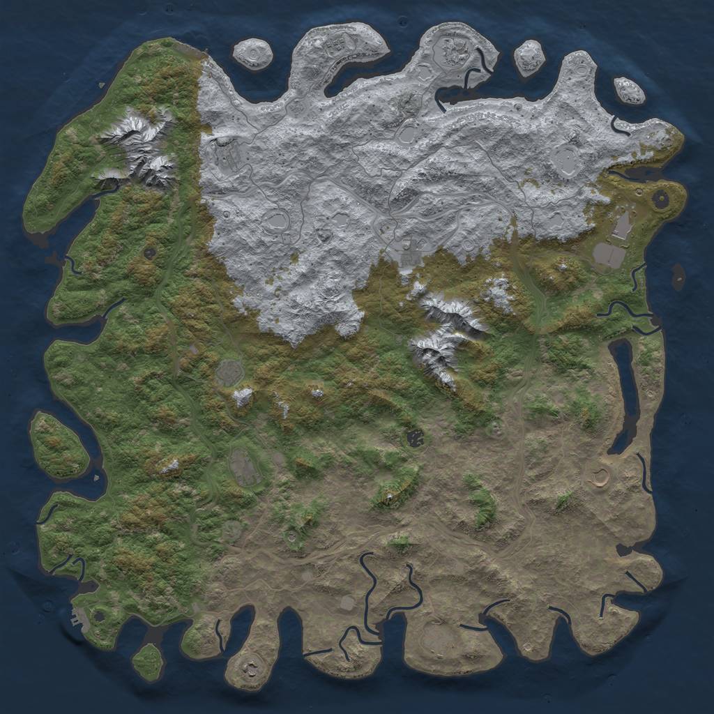Rust Map: Procedural Map, Size: 6000, Seed: 7245, 20 Monuments