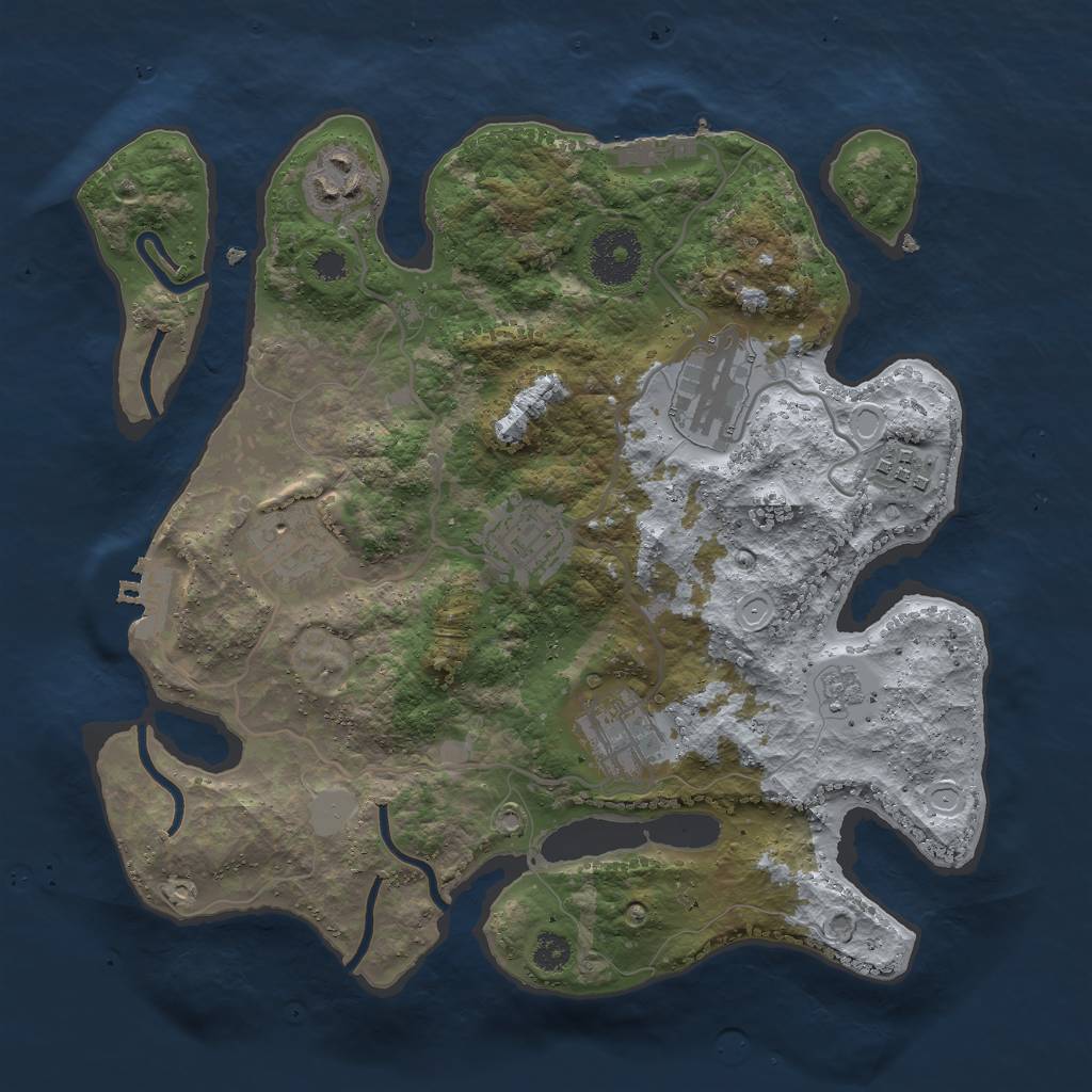 Rust Map: Procedural Map, Size: 3000, Seed: 2074460, 14 Monuments