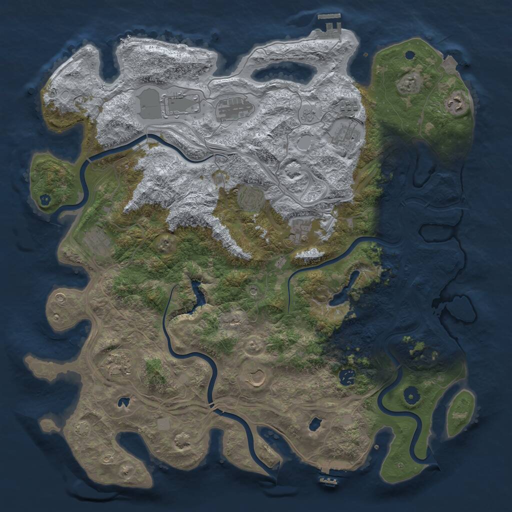 Rust Map: Procedural Map, Size: 4500, Seed: 1289803753, 17 Monuments