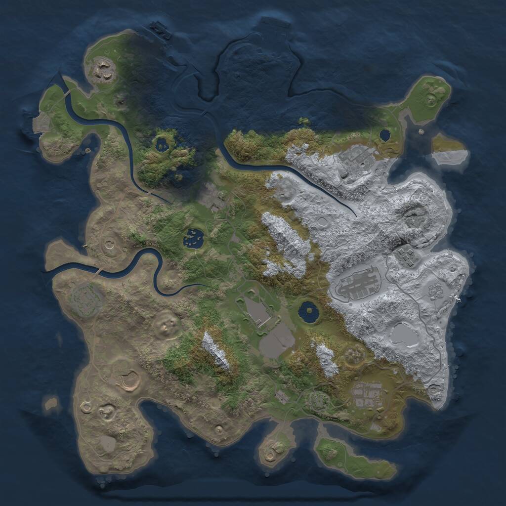 Rust Map: Procedural Map, Size: 3700, Seed: 1120539772, 16 Monuments