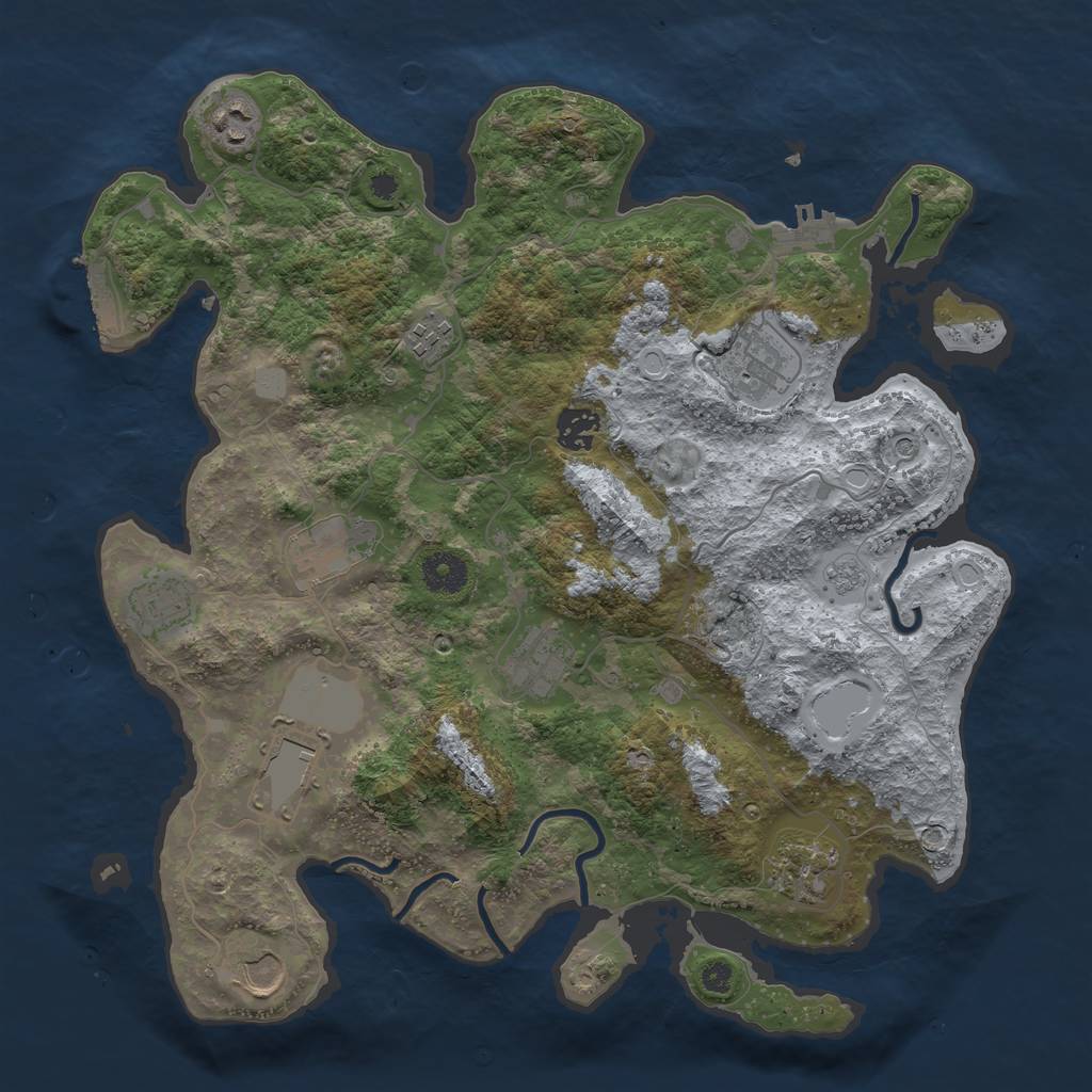 Rust Map: Procedural Map, Size: 3700, Seed: 1120539772, 19 Monuments