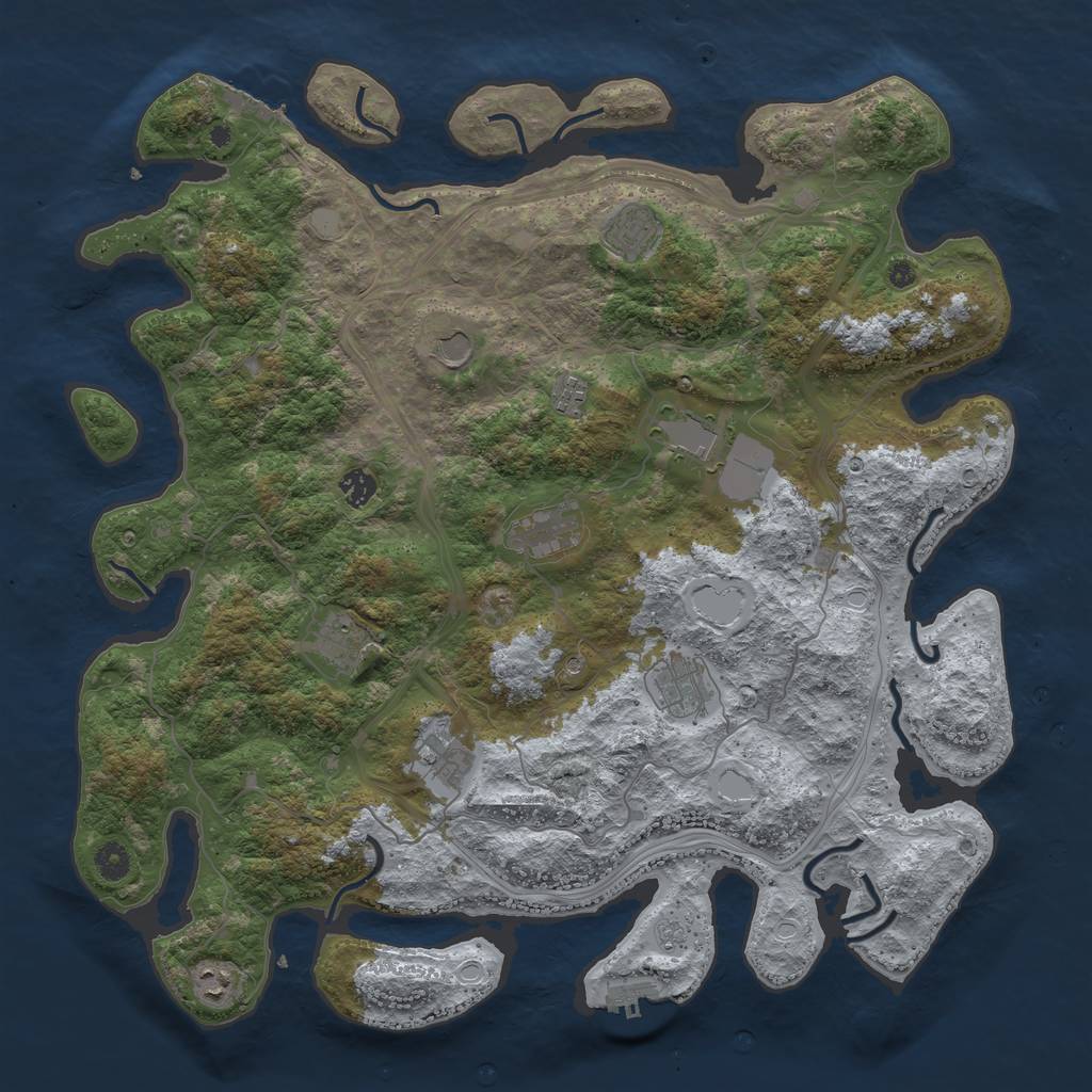 Rust Map: Procedural Map, Size: 4500, Seed: 124234267, 19 Monuments