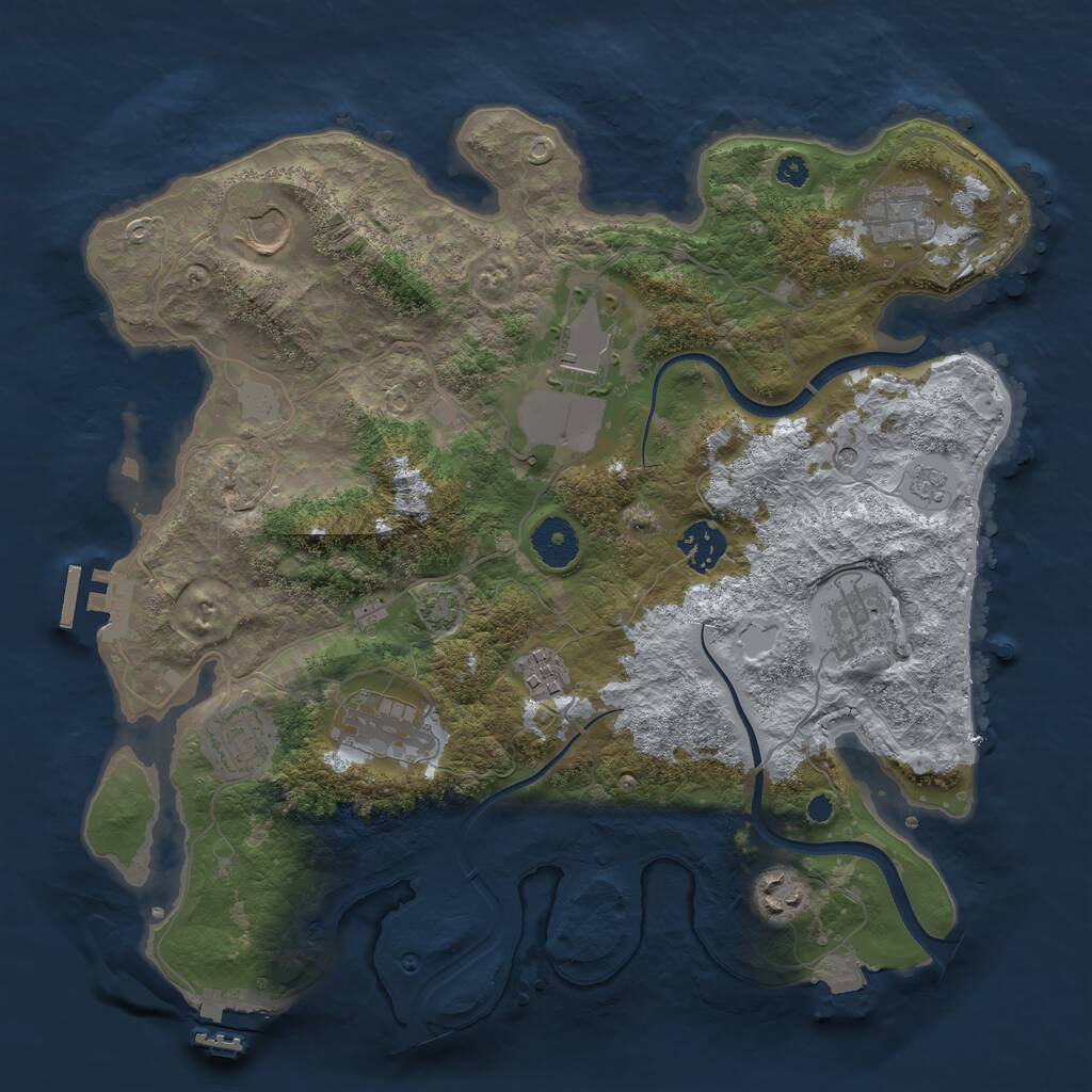 Rust Map: Procedural Map, Size: 3500, Seed: 1553236452, 15 Monuments