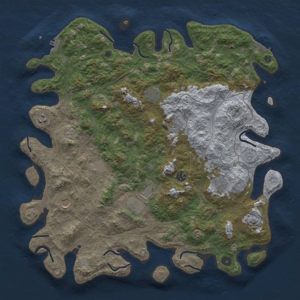 Rust Map: Procedural Map, Size: 4500, Seed: 1280233564, 19 Monuments