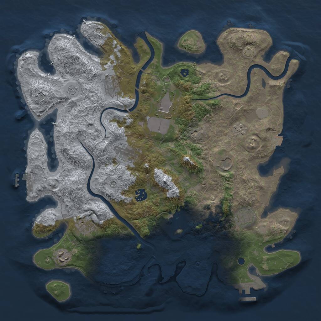 Rust Map: Procedural Map, Size: 3800, Seed: 938852951, 16 Monuments