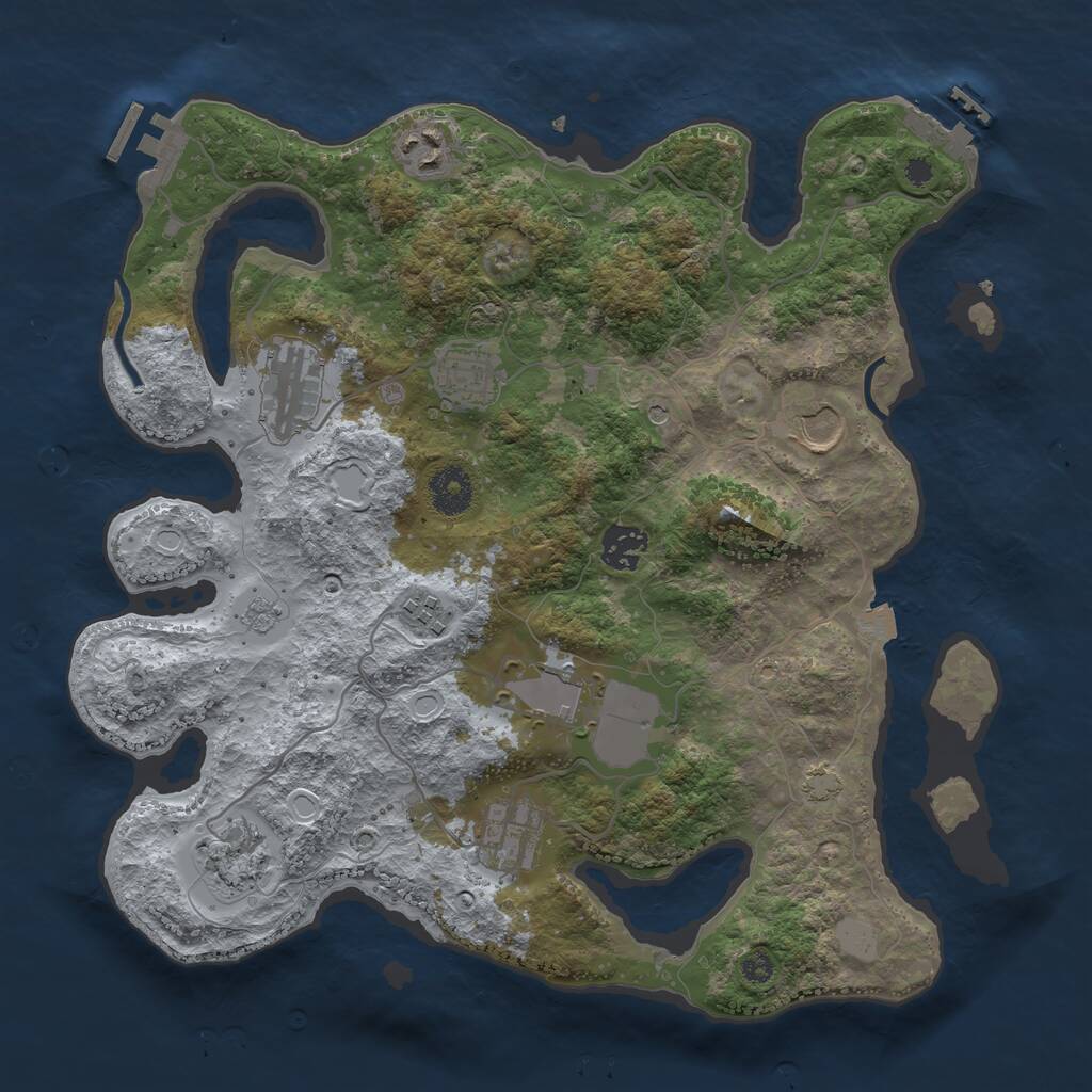 Rust Map: Procedural Map, Size: 3500, Seed: 1584438453, 15 Monuments