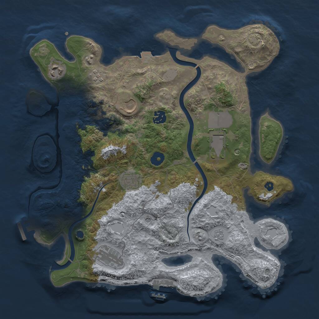 Rust Map: Procedural Map, Size: 3500, Seed: 71826361, 13 Monuments