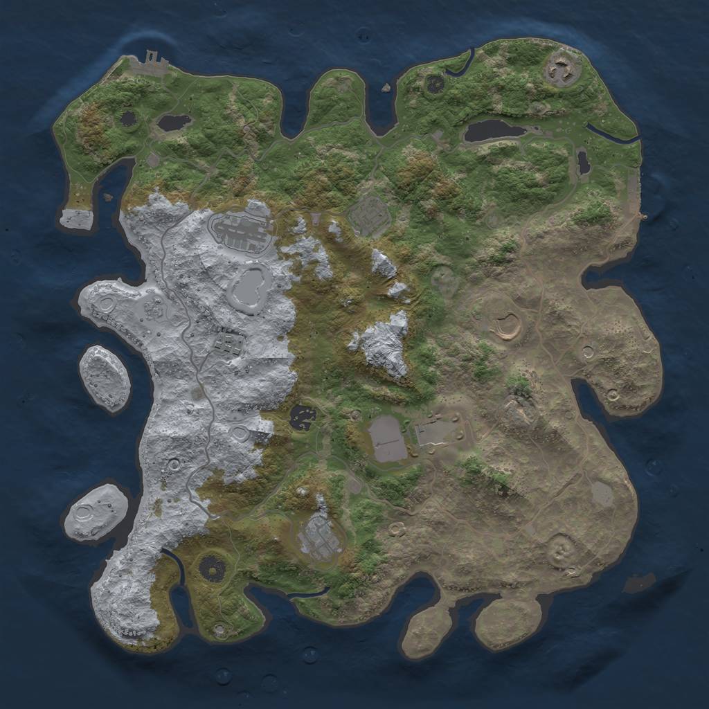 Rust Map: Procedural Map, Size: 4000, Seed: 26233, 17 Monuments