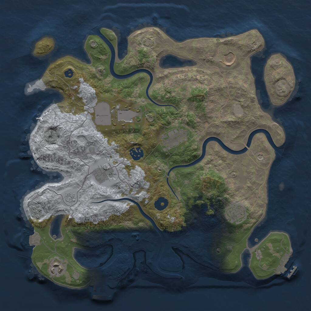 Rust Map: Procedural Map, Size: 3500, Seed: 1191461894, 14 Monuments