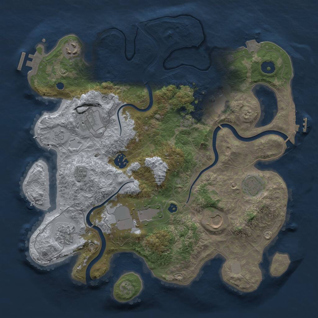 Rust Map: Procedural Map, Size: 3500, Seed: 1344044561, 15 Monuments