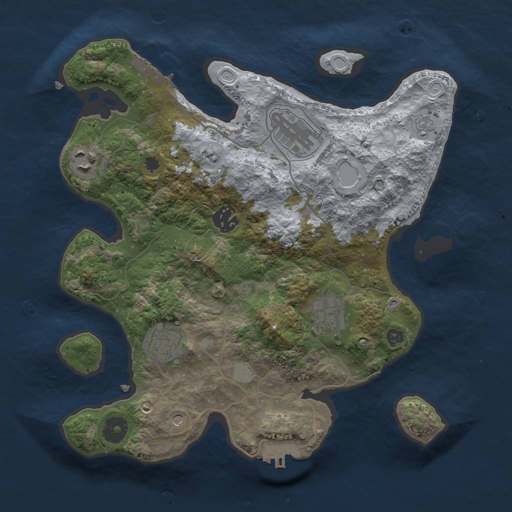 Rust Map: Procedural Map, Size: 3000, Seed: 33041978, 14 Monuments