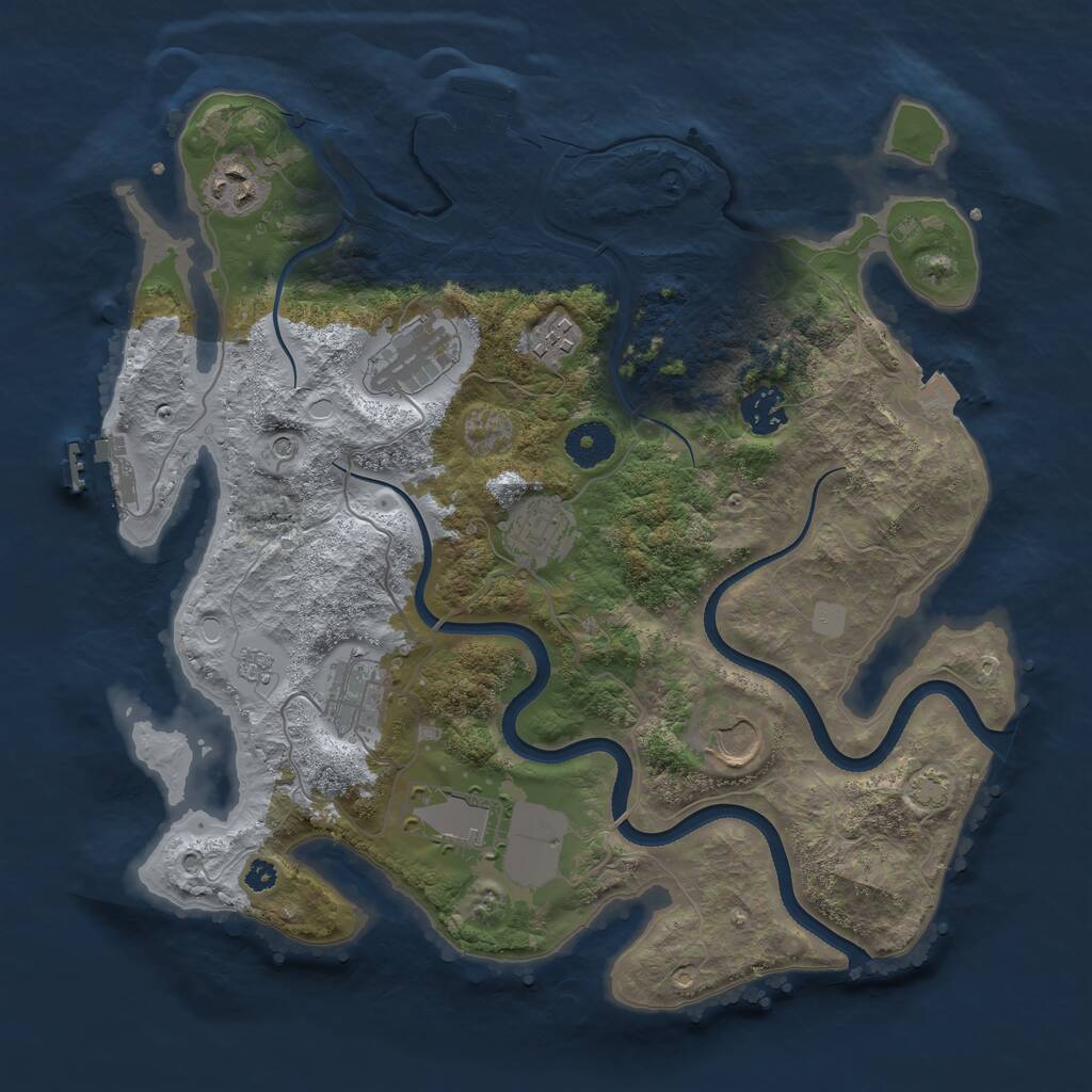 Rust Map: Procedural Map, Size: 3500, Seed: 41958261, 14 Monuments