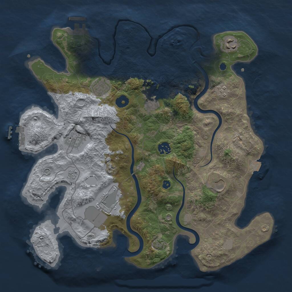 Rust Map: Procedural Map, Size: 3500, Seed: 1835063200, 14 Monuments