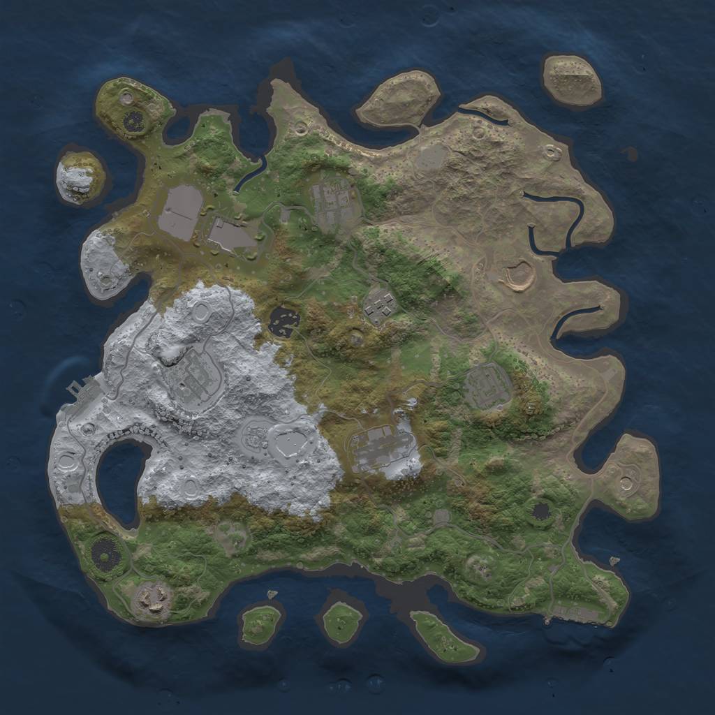 Rust Map: Procedural Map, Size: 3500, Seed: 1712958101, 18 Monuments