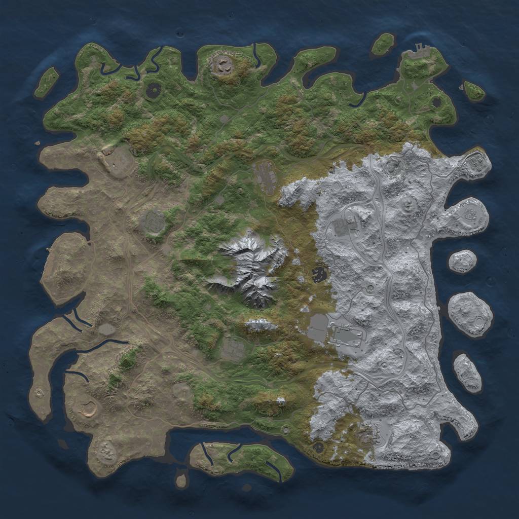 Rust Map: Procedural Map, Size: 5000, Seed: 665325, 20 Monuments