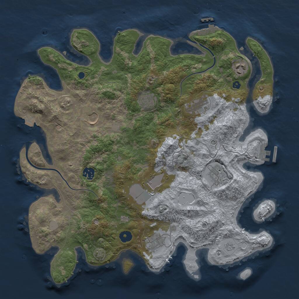 Rust Map: Procedural Map, Size: 3750, Seed: 932440131, 14 Monuments