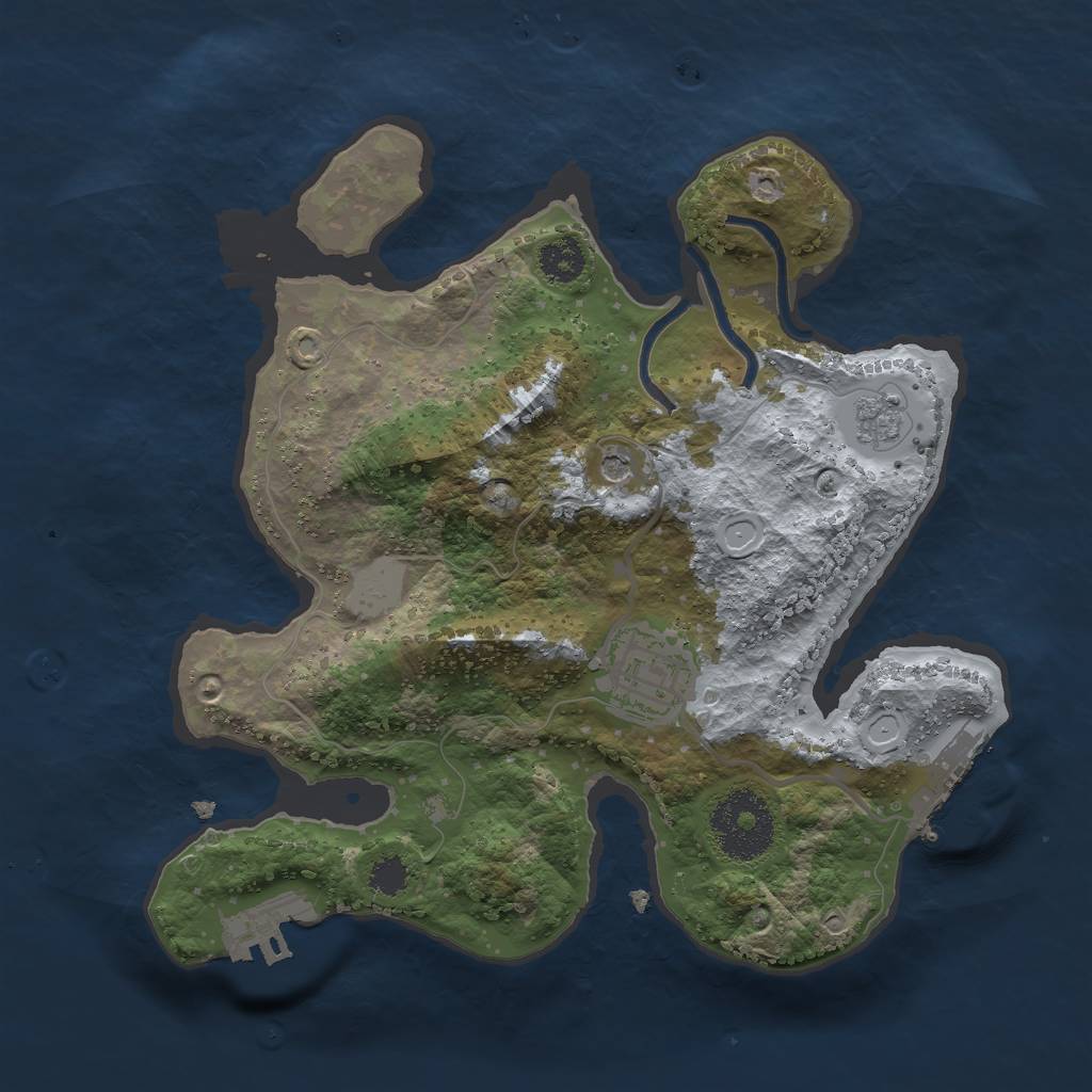 Rust Map: Procedural Map, Size: 2500, Seed: 1331712755, 10 Monuments