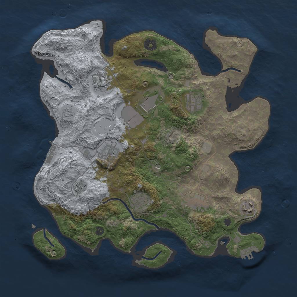 Rust Map: Procedural Map, Size: 3500, Seed: 1705274459, 17 Monuments