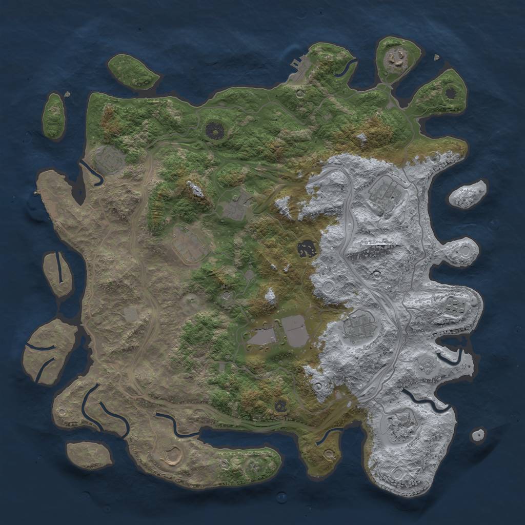 Rust Map: Procedural Map, Size: 4250, Seed: 129598112, 20 Monuments