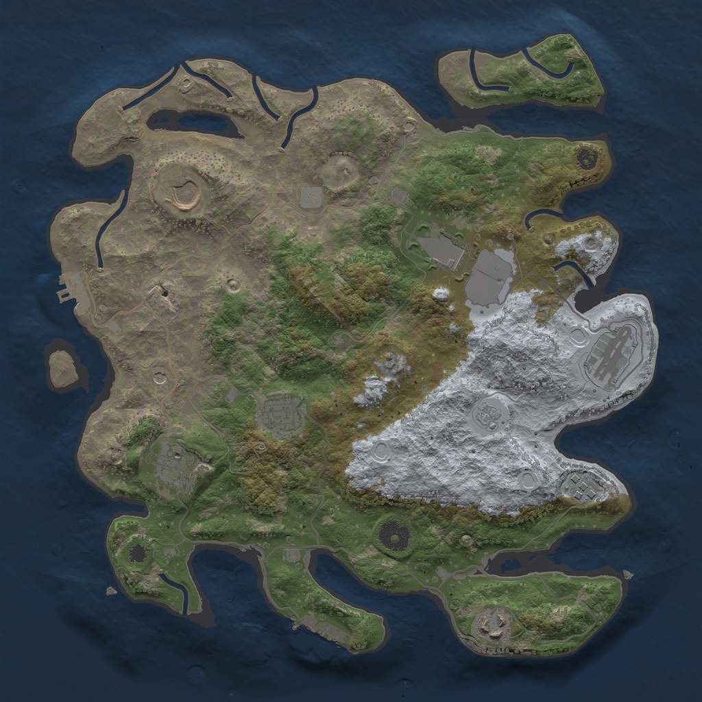 Rust Map: Procedural Map, Size: 3500, Seed: 32362941, 16 Monuments