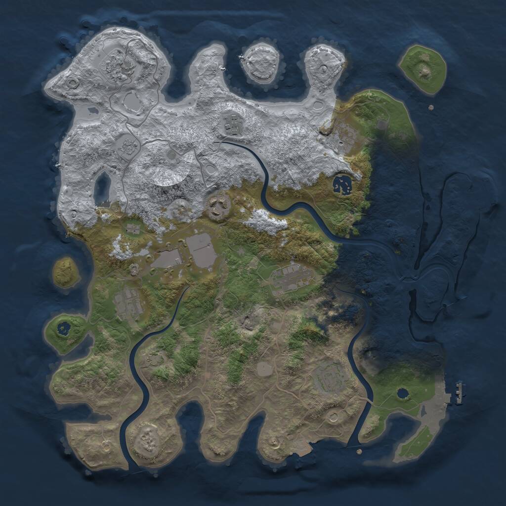 Rust Map: Procedural Map, Size: 3800, Seed: 1641848005, 15 Monuments
