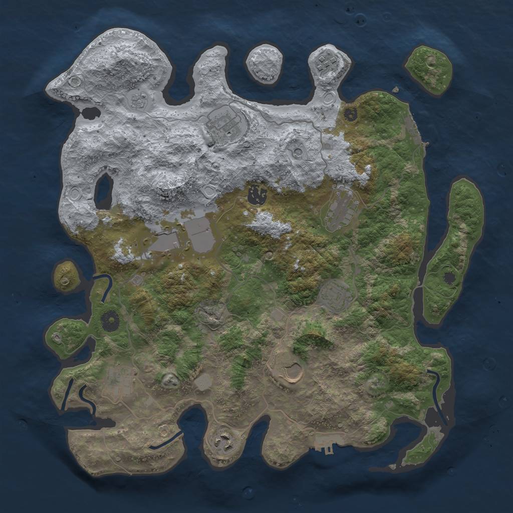 Rust Map: Procedural Map, Size: 3800, Seed: 1641848005, 16 Monuments