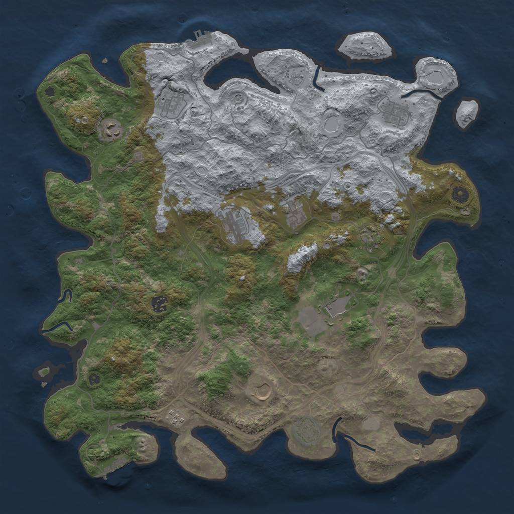 Rust Map: Procedural Map, Size: 4500, Seed: 1455014085, 20 Monuments