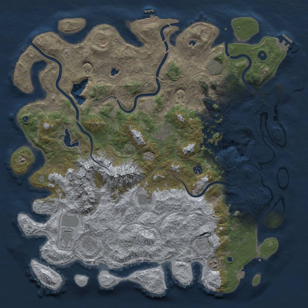 Rust Map: Procedural Map, Size: 5000, Seed: 628197, 16 Monuments