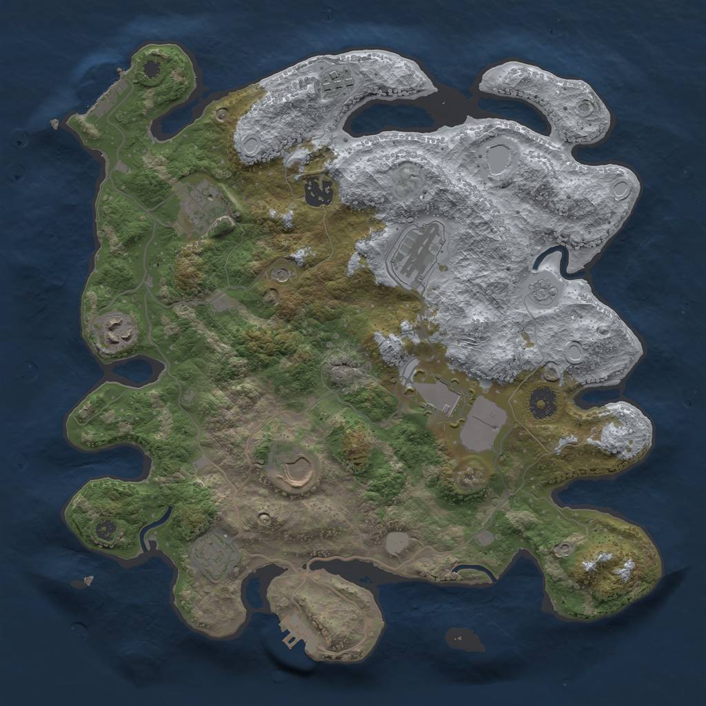 Rust Map: Procedural Map, Size: 3500, Seed: 61474713, 17 Monuments