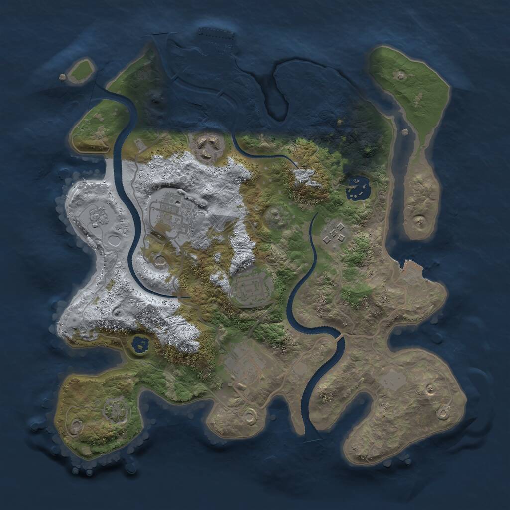 Rust Map: Procedural Map, Size: 3000, Seed: 777333969, 11 Monuments